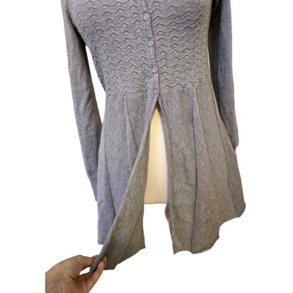 Vintage Y2K Grey Button Peplum Sweater Tight Knit Bella Swan Cute School Sz S - Picture 4 of 7